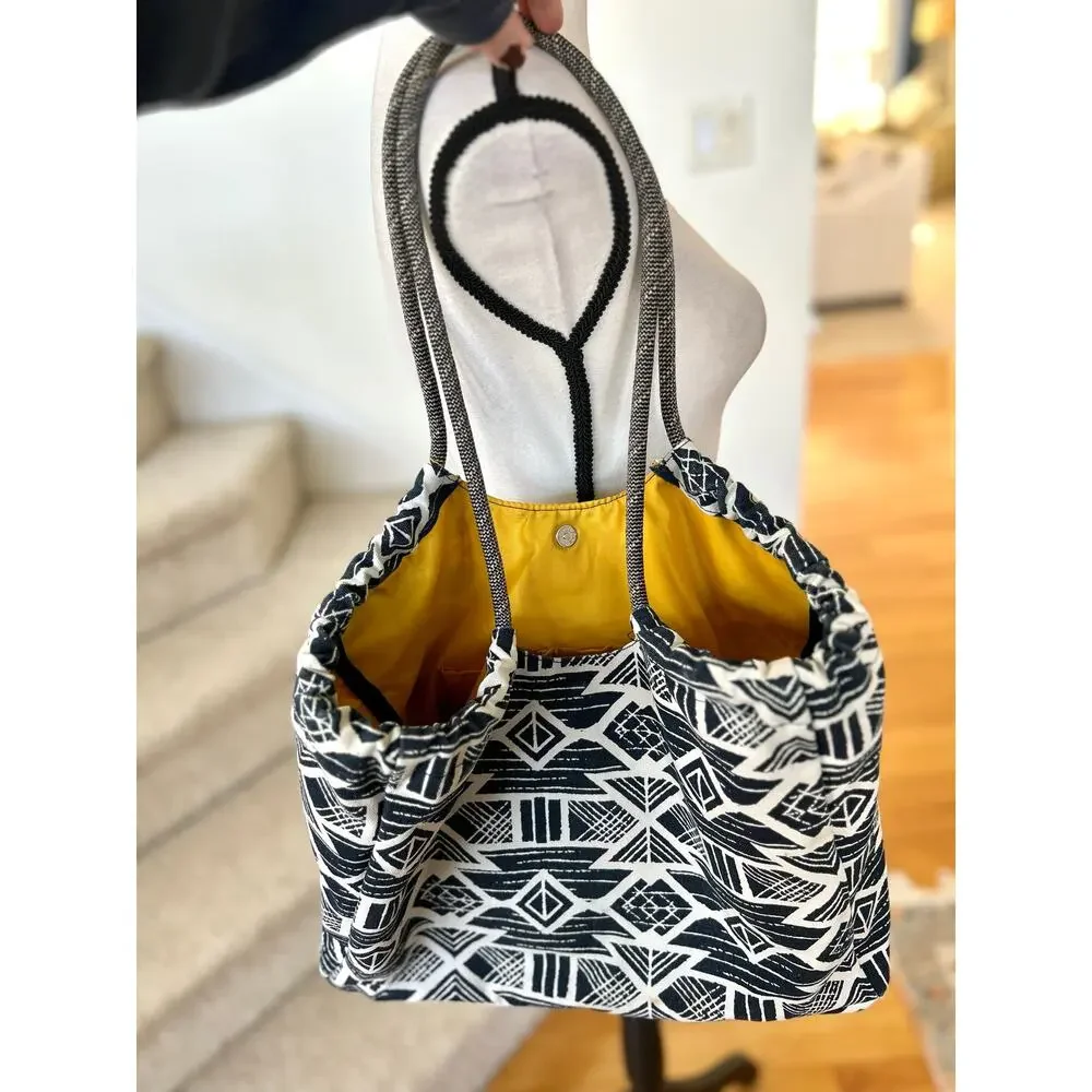 Kavu Poser Yoga Tote Black & White Tribal Print Design